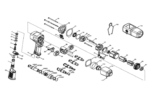 Figure 0 Diagram and Parts List for CP8242-P  Chicago Pneumatic Wrench
